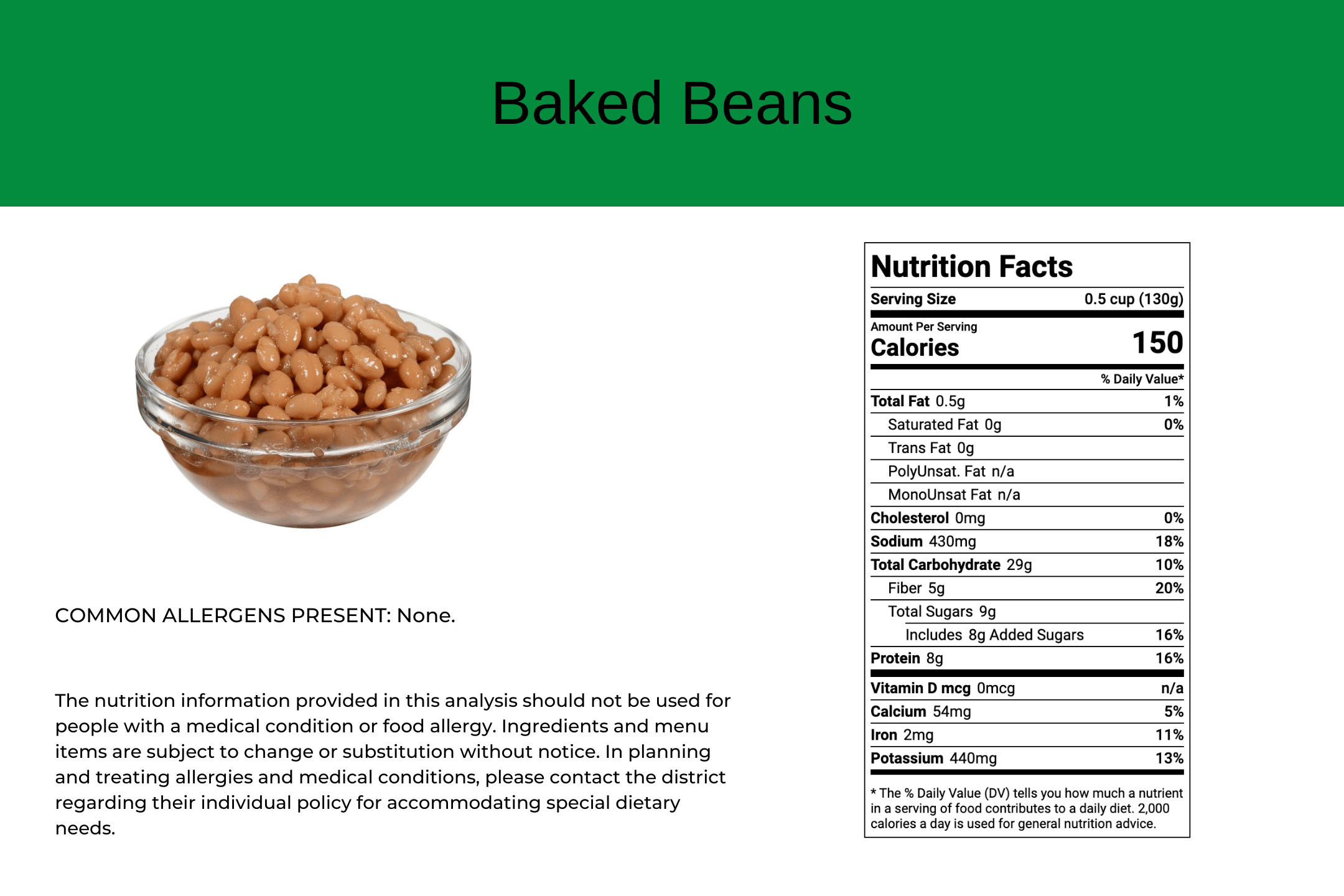 Baked Beans - St. Albert Nutrition Service
